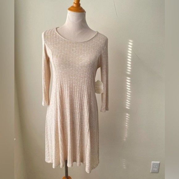 Altar'd State NWT ribbed knit dress stretch A-line heather tan women’s size S - Picture 7 of 12